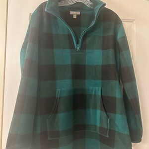 Style & Co. Teal and Black Plaid Sweatshirt